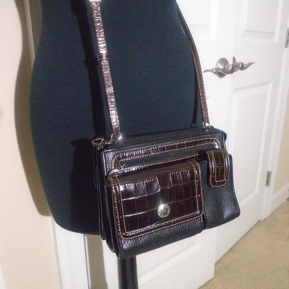 BRIGHTON Leather Croc Embossed Crossbody Bag*FIRM PRICE - Picture 1 of 13